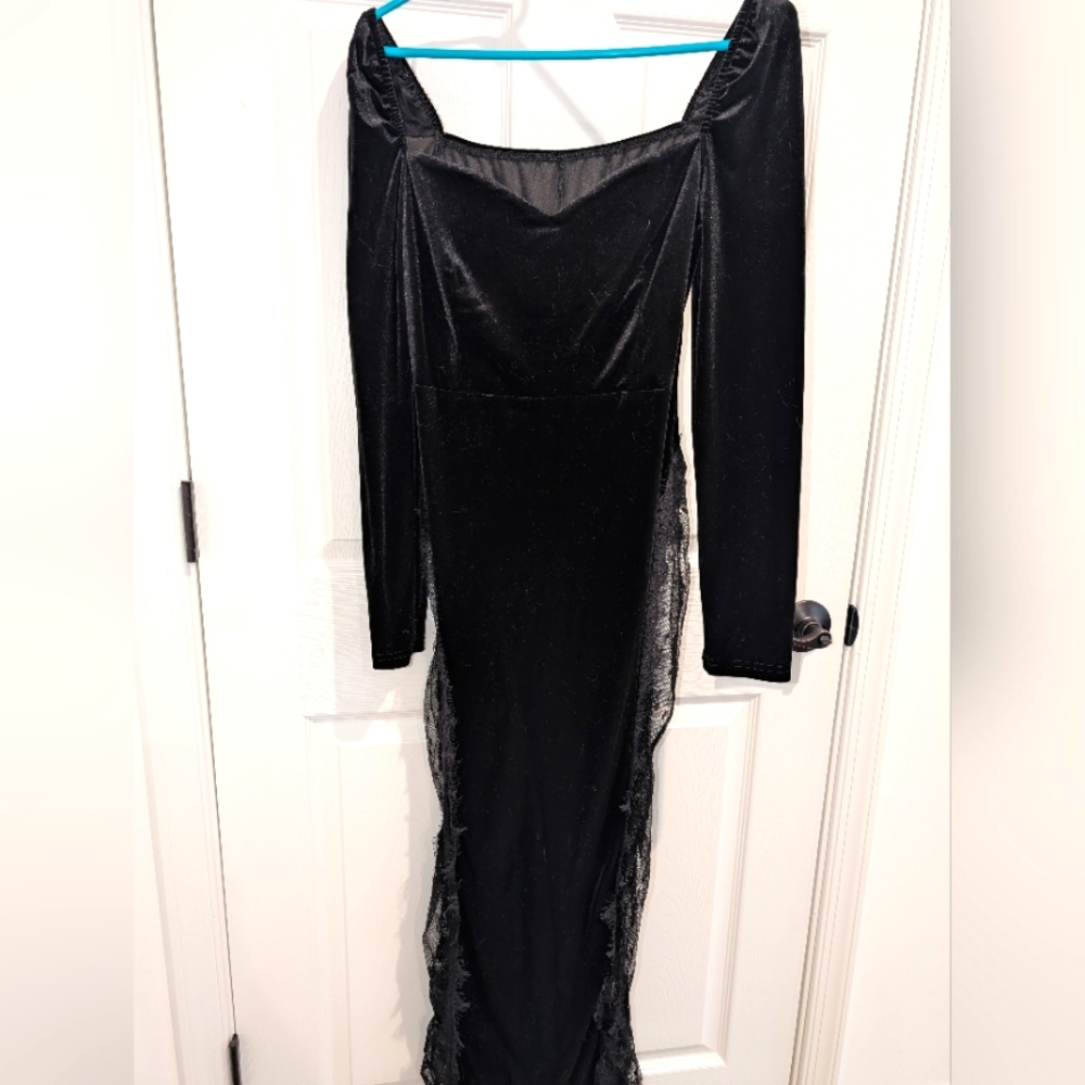 Black velvet and lace dress